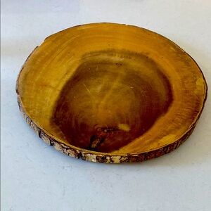 Coventry Round Bark Edge  Acacia Natural Wood Slice Serving Platter